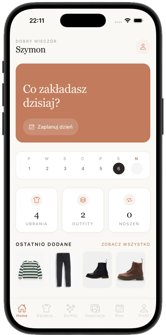 Ekran główny aplikacji NextOutfits